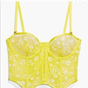 Savage X Fenty Yellow Daisy Corset Bustier Unlined Size Small